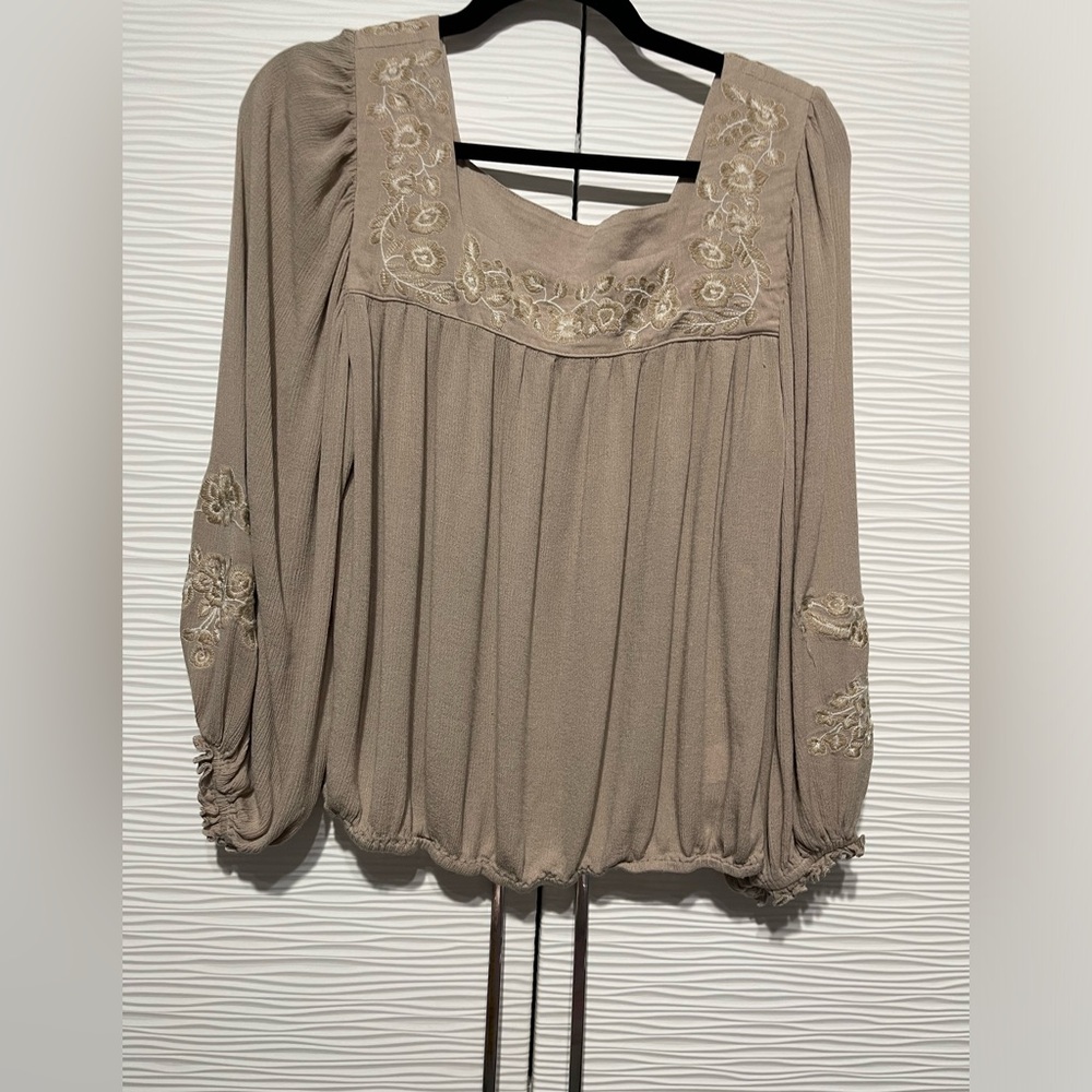 Embroidered Beige Blouse
